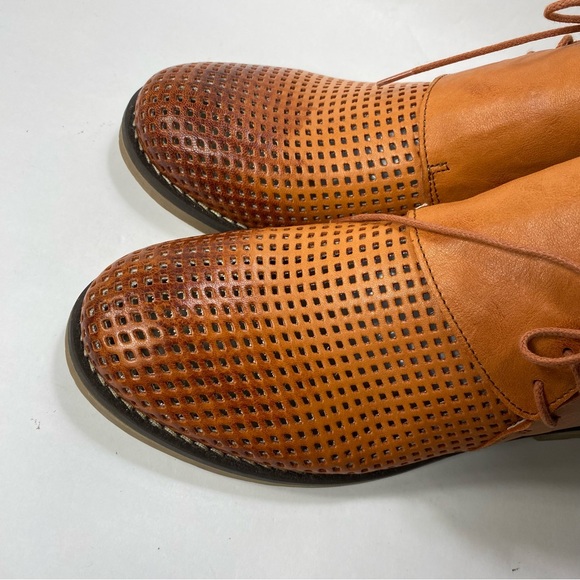 Casta Ravva Camel Brown Perforated Leather Ankle Boots EU 40 (US 9-10) - Picture 3 of 16